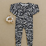 BAMBOO ZIP ROMPER - ZEBRA