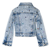 HANNAH BANANA ACID WASH DENIM JACKET WITH RHINESTONES