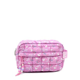 OMG ACCESSORIES QUILTED SCRUNCHIES FLORAL BOW PRINTED POUCH