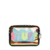 OMG ACCESSORIES CLEAR STUFF POUCH - BLACK HEART PRINT