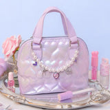 OMG ACCESSORIES QUILTED HEARTS METALLIC PURSE