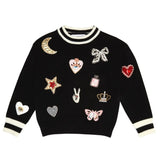 MINI DREAMERS EMMA PATCH SWEATER - BLACK