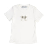 MINI DREAMERS ESME CRYSTAL BOW T-SHIRT - WHITE
