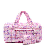 OMG OCCESSORIES QUILTED SCRUNCHIES CHERRY BOW PRINTED LARGE DUFFLE BAG