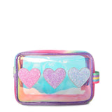 OMG ACCESSORIES CLEAR HEARTS POUCH - ORCHID