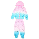 MINI DREAMERS GABBY GEMSTONE DIP DYE ZIP HOODIE AND SWEATS SET