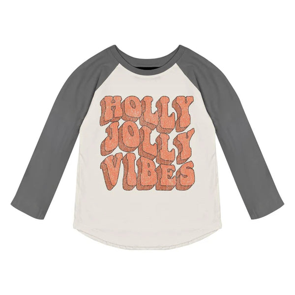 TINY WHALES HOLLY VOLLY VIBES L/S RAGLAN - NATURAL/FADED BLACK