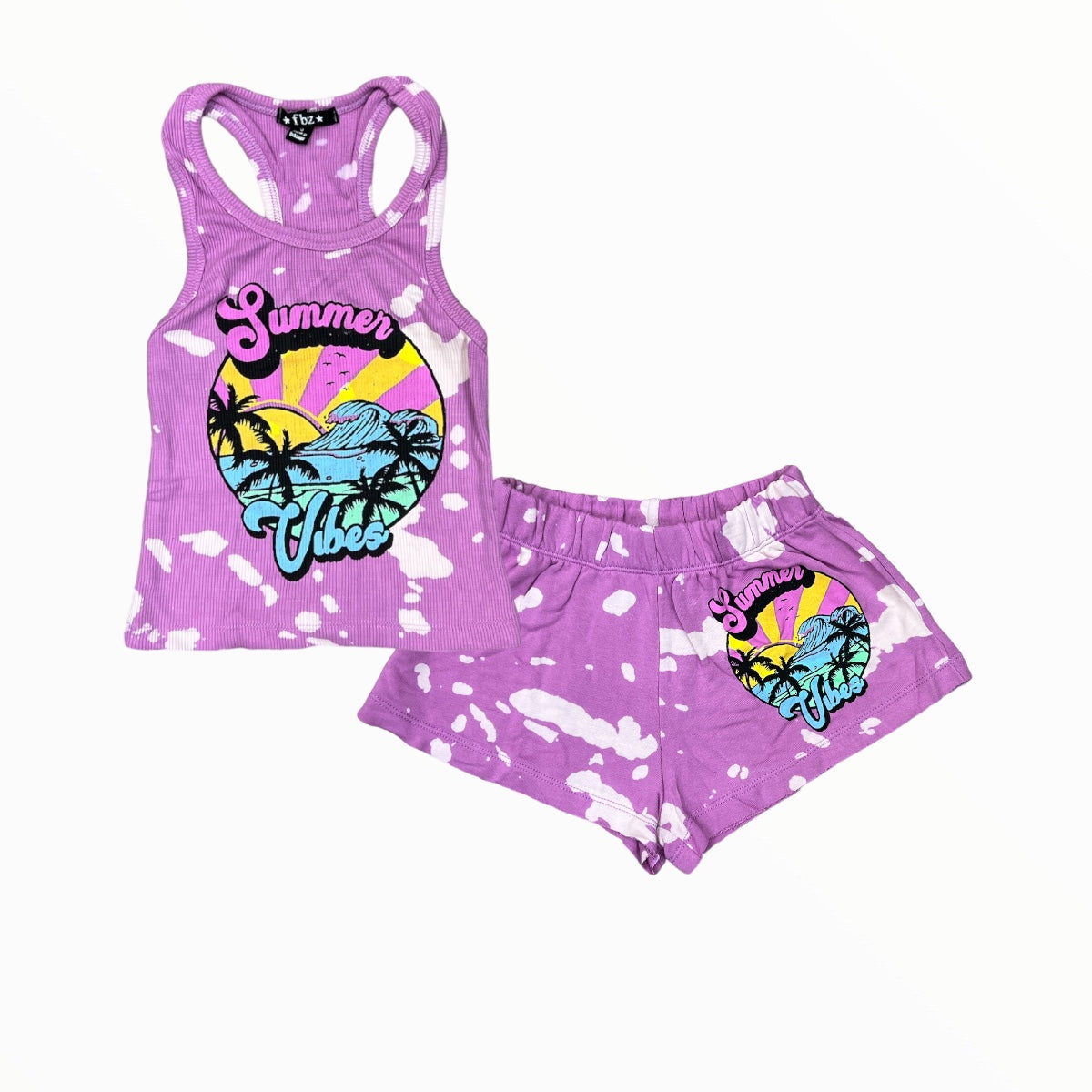 FLOWERS BY ZOE RIBBED TANK -  LAVANDER BLEACH/SUMMER VIBES