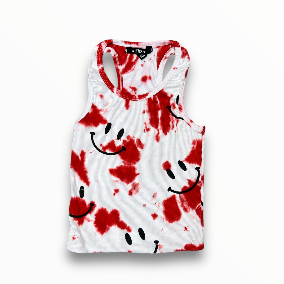 FLOWERS BY ZOE RIBBED TANK - RED TIE DYE - SMILEY