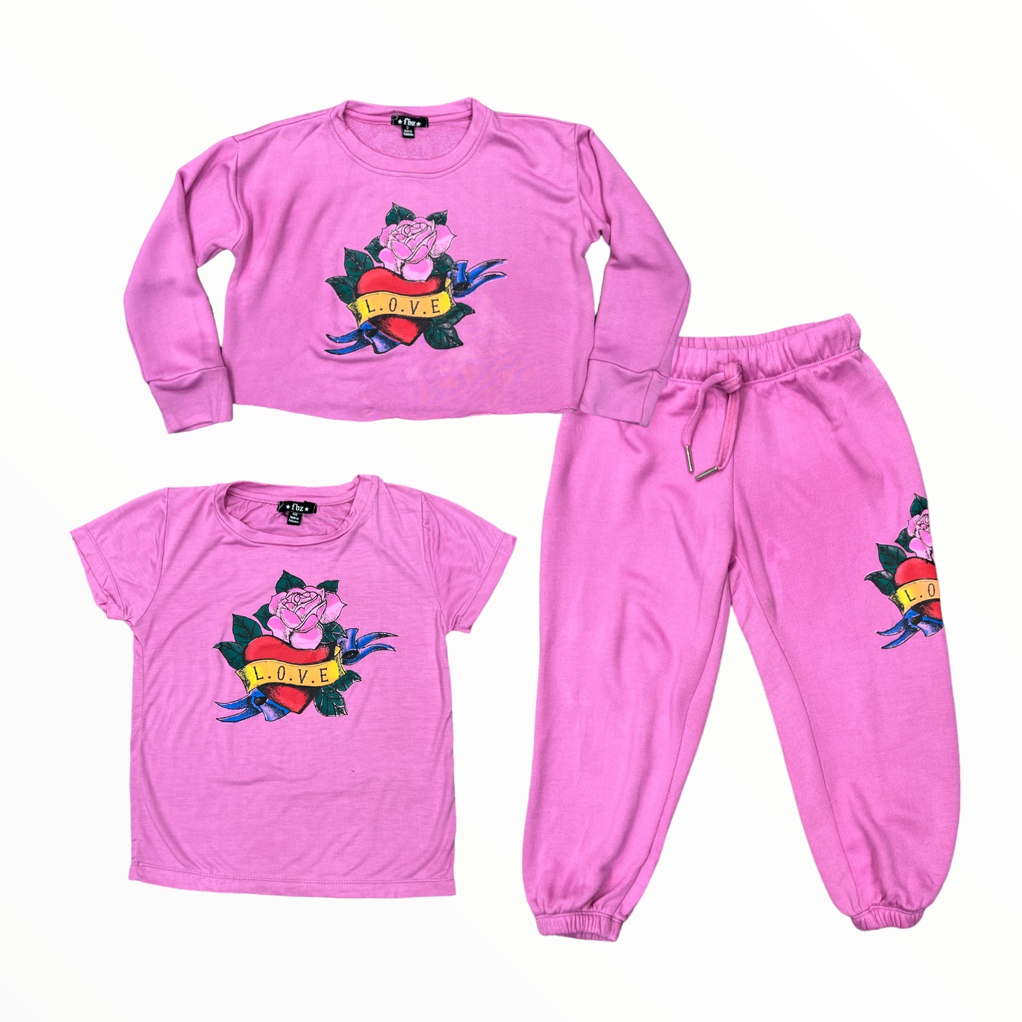 FLOWERS BY ZOE CROP PULLOVER - PINK/LOVE ROSE