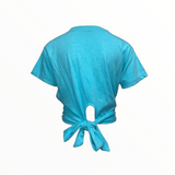 VINTAGE HAVANA TWIST TIE BACK TEE- AQUA