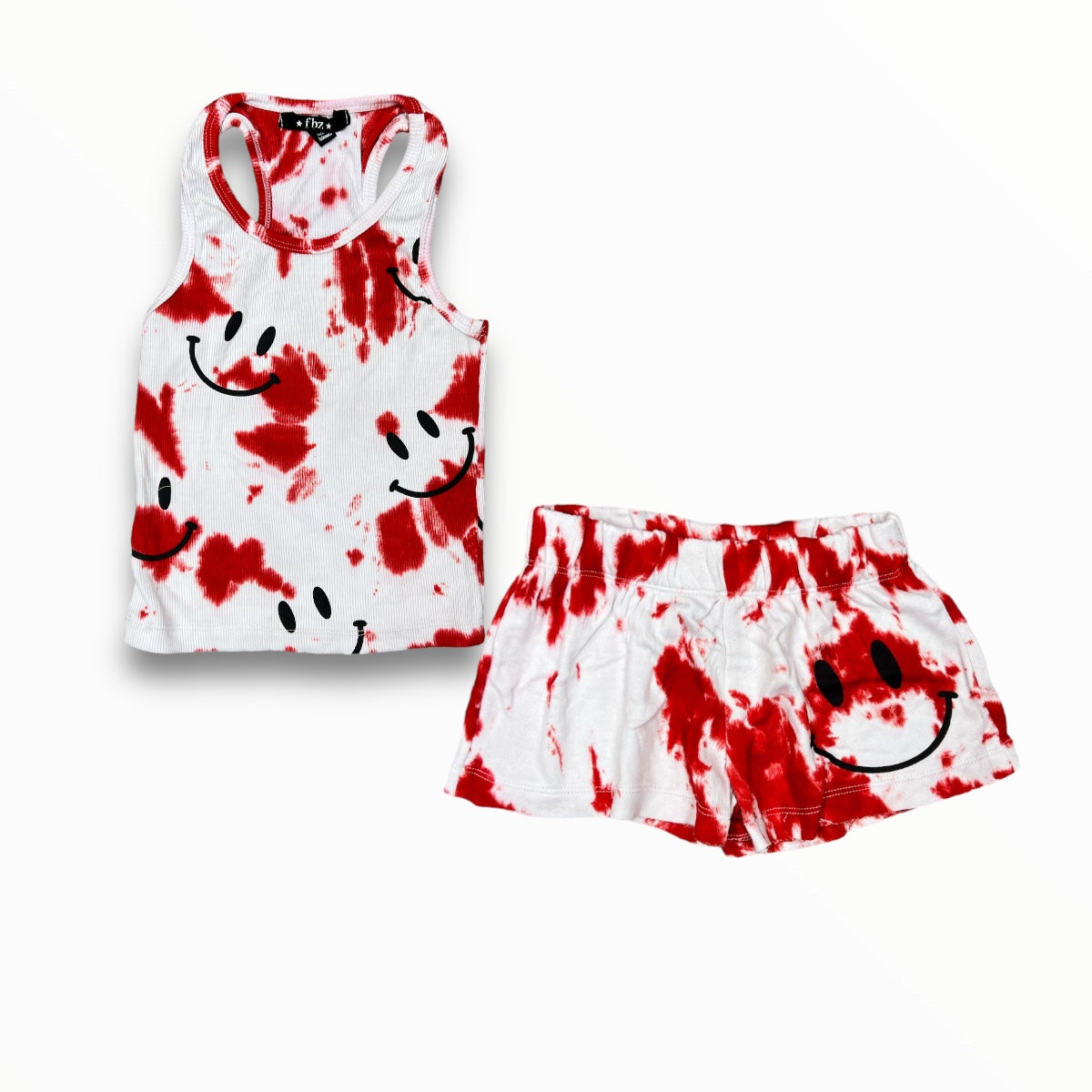 FLOWERS BY ZOE GYM SHORT - RED TIE DYE - SMILEY