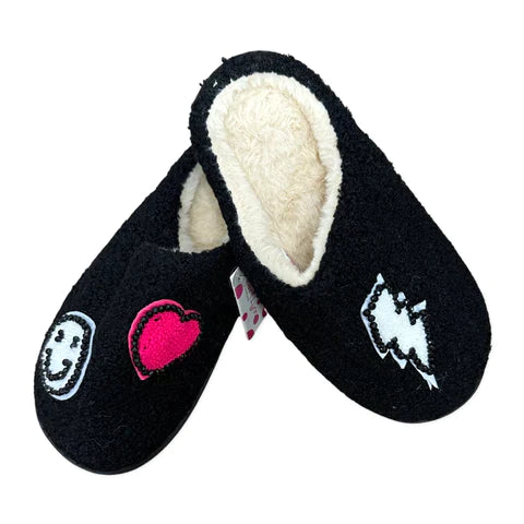 BARI LYNN PATCH SLIPPERS - BLACK
