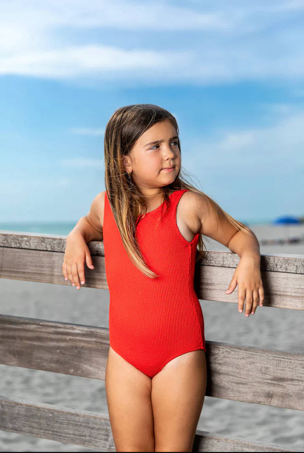 LIMEAPPLE MEGAN CRINKLE ONE PIECE SWIMSUIT - RED