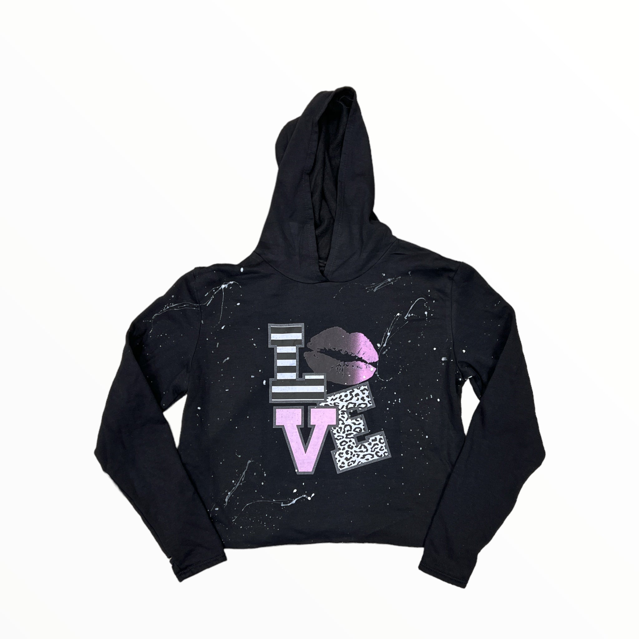 FIREHOUSE PULLOVER HOODIE - BLACK/LOVE LIPS SPLATTER