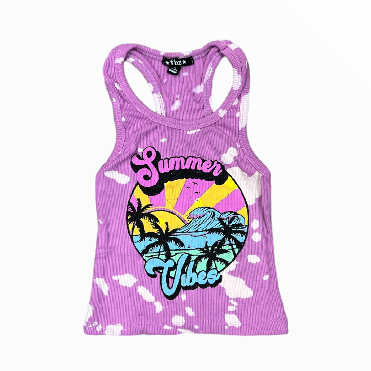 FLOWERS BY ZOE RIBBED TANK -  LAVANDER BLEACH/SUMMER VIBES