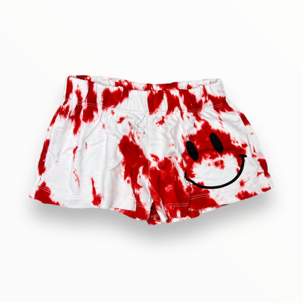 FLOWERS BY ZOE GYM SHORT - RED TIE DYE - SMILEY
