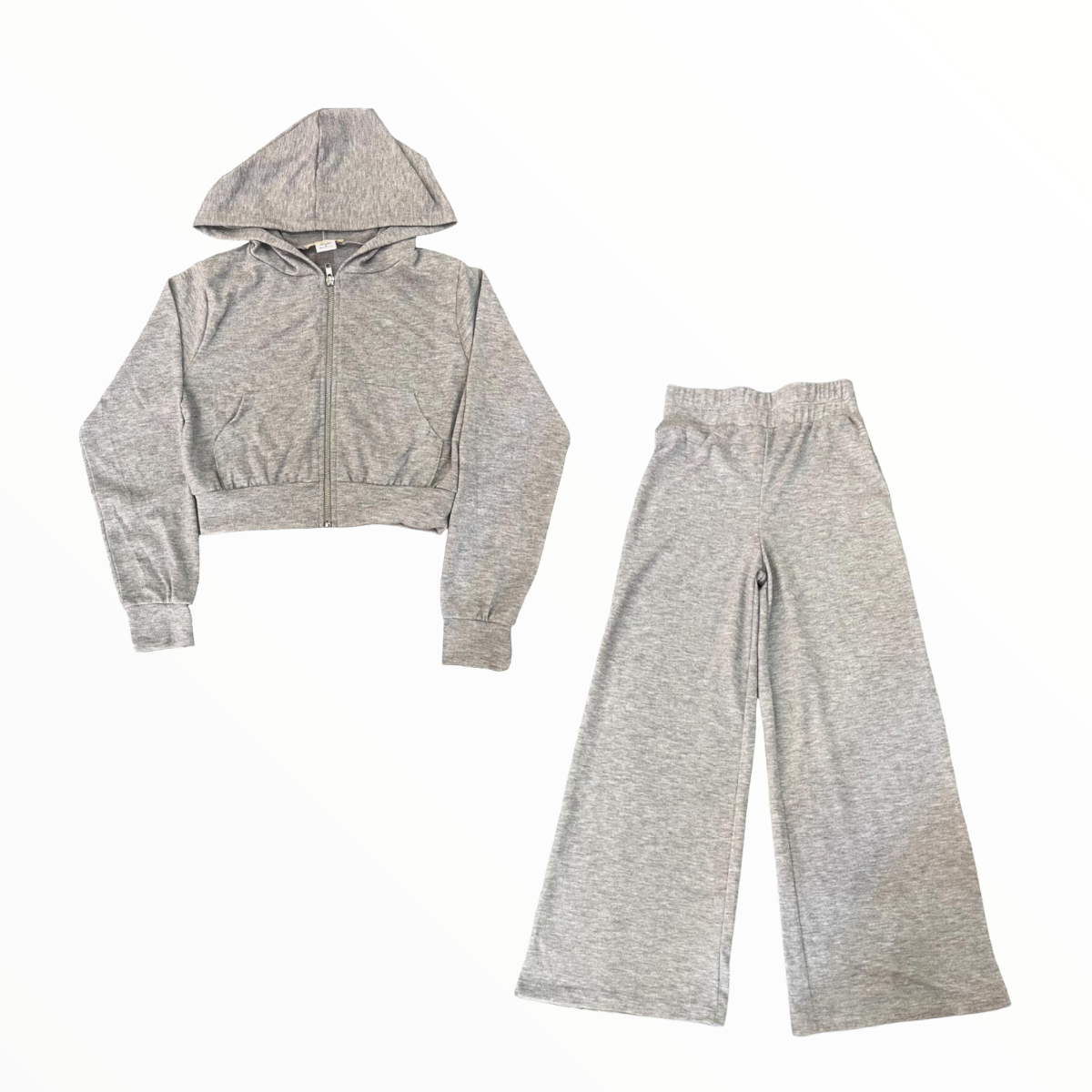 TWEENSTYLE HACCI ZIP HOODIE AND WIDE LEG SWEATS SET - GREY