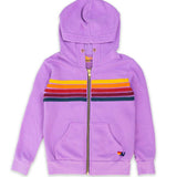 AVIATOR NATION KID'S 5 STRIPE HOODIE - NEON PURPLE
