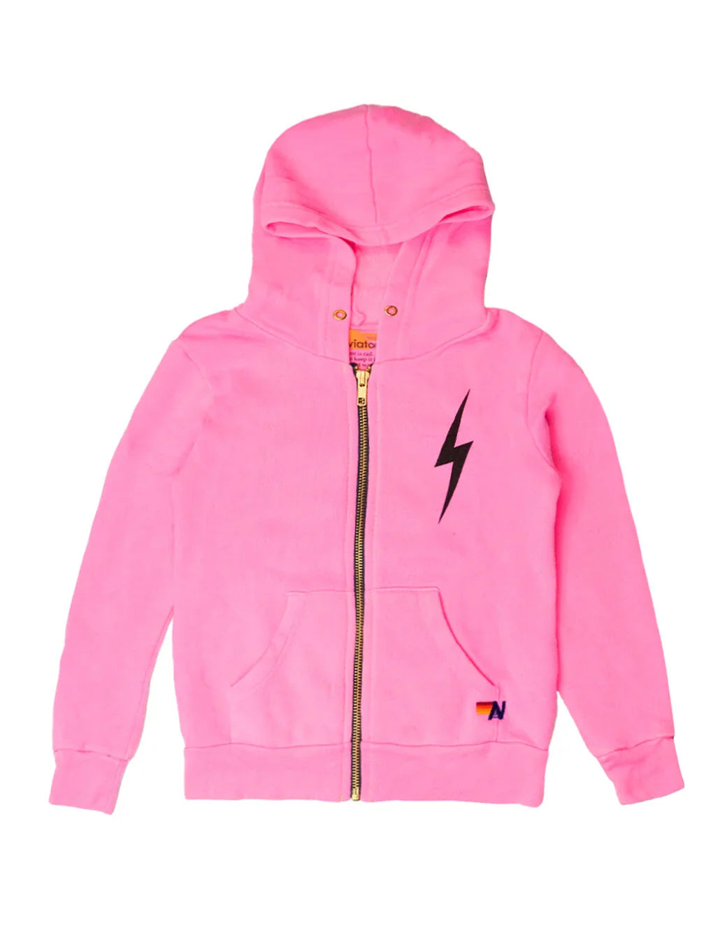 AVIATOR NATION KID'S BOLT PRINT ZIP HOODIE NEON PINK