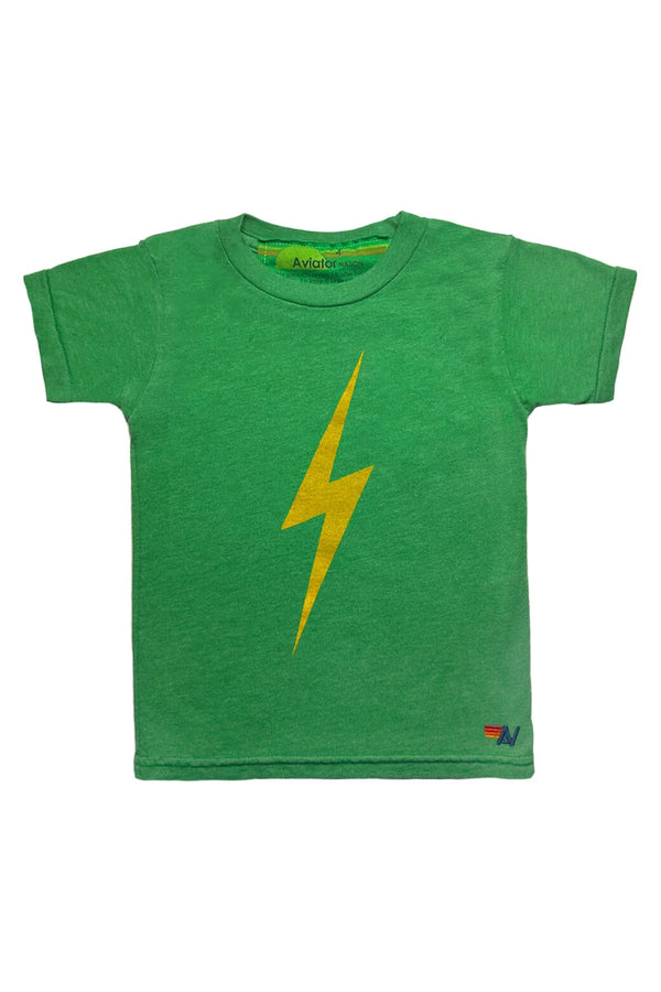 AVIATOR NATION KID'S BOLT TEE - GREEN/BLACK BOLT