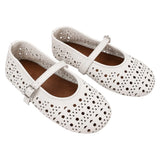 LILY EYELET FLATS - WHITE