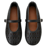 LILY EYELET FLATS - BLACK