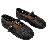 LILY EYELET FLATS - BLACK