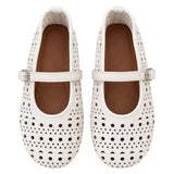 LILY EYELET FLATS - WHITE