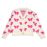MINI DREAMERS MAYA BOW CARDIGAN - IVORY/PINK