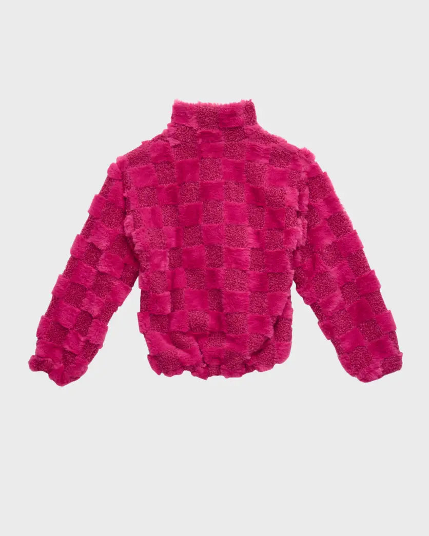 FLOWERS BY ZOE TEXTURED FAUX FUR COAT - PINK