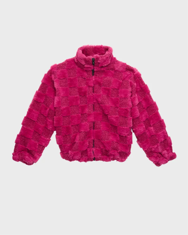 FLOWERS BY ZOE TEXTURED FAUX FUR COAT - PINK