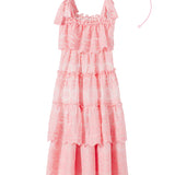 MARLO KIDS JUNIPER EMBROIDERED MAXI DRESS - PINK