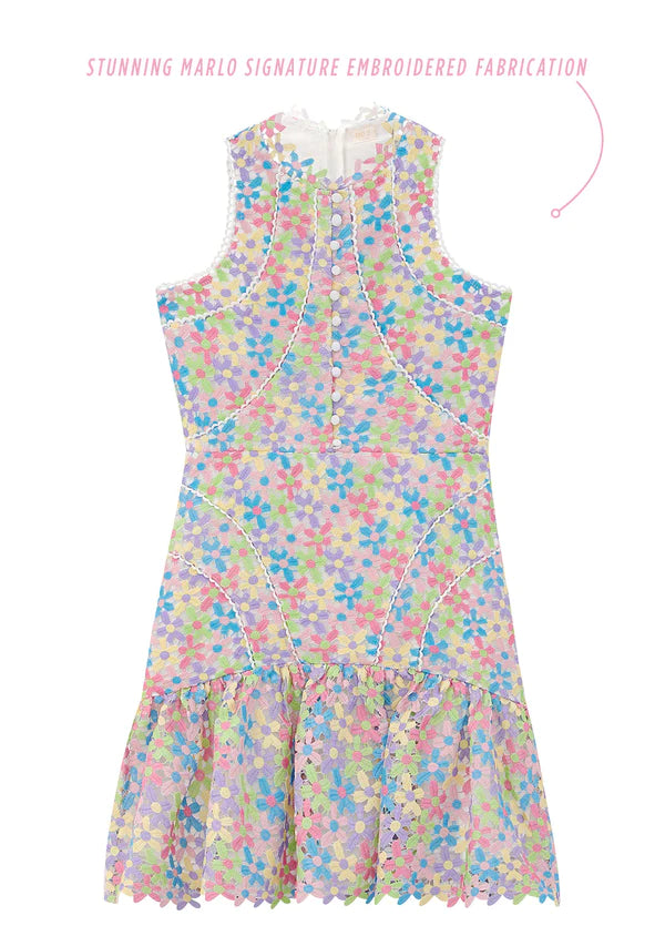 MARLO KIDS GISELLE EMBROIDERED DRESS - FLORAL