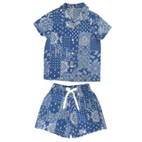 MINI DREAMERS RYDER BANDANA BUTTON DOWN SHORT SET - BLUE