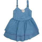MINI DREAMERS SAVANNAH DENIM DRESS WITH CRYSTAL FLOWER