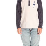 CHASER BOYS LIGHTNING BOLT HENLEY LONG SLEEVE