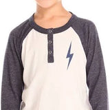 CHASER BOYS LIGHTNING BOLT HENLEY LONG SLEEVE