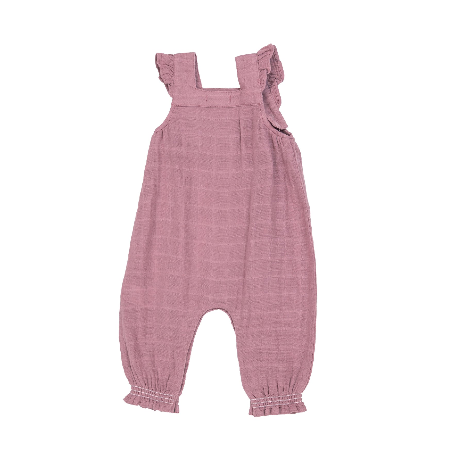 ANGEL DEAR SMOCKED OVERALL - FOX GLOVE SOLID