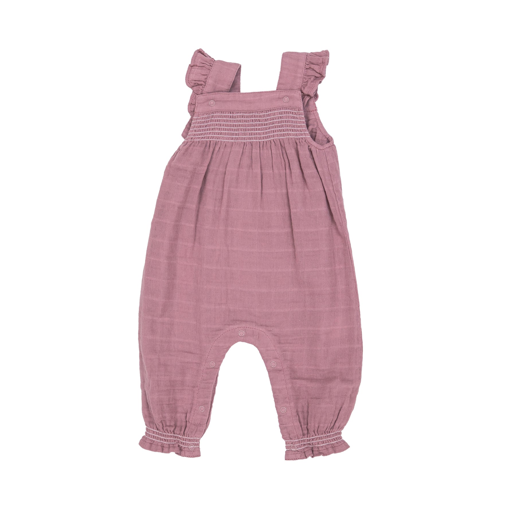ANGEL DEAR SMOCKED OVERALL - FOX GLOVE SOLID