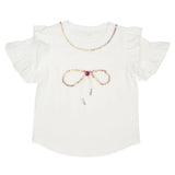 MINI DREAMERS SOPHIA CRYSTAL BOW RUFFLE T-SHIRT - WHITE