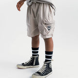 NUNUNU FEATHER CARGO SHORTS - SMOKEY GREY