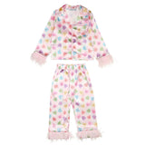 MINI DREAMERS SWEETHEART FEATHER TRIM SILKY SET