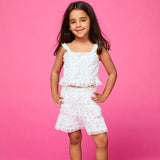 MINI DREAMERS TIFFANY FLORAL BOW TOP AND SKIRT SET