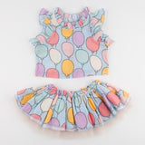 OH BABY! GAUZE LOLA TOP AND TUTU SKIRT SET - BRIGHT BALLOONS
