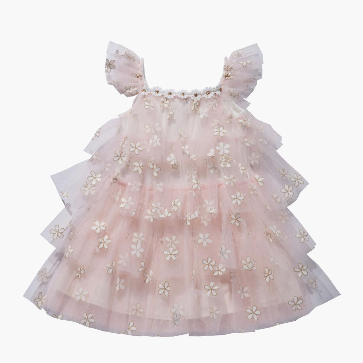 PETITE HAILEY DAISY LAYERED DRESS- PINK