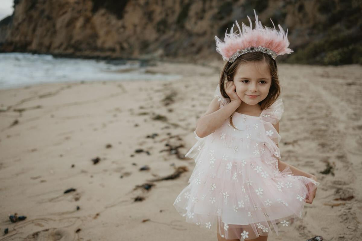 PETITE HAILEY DAISY LAYERED DRESS- PINK
