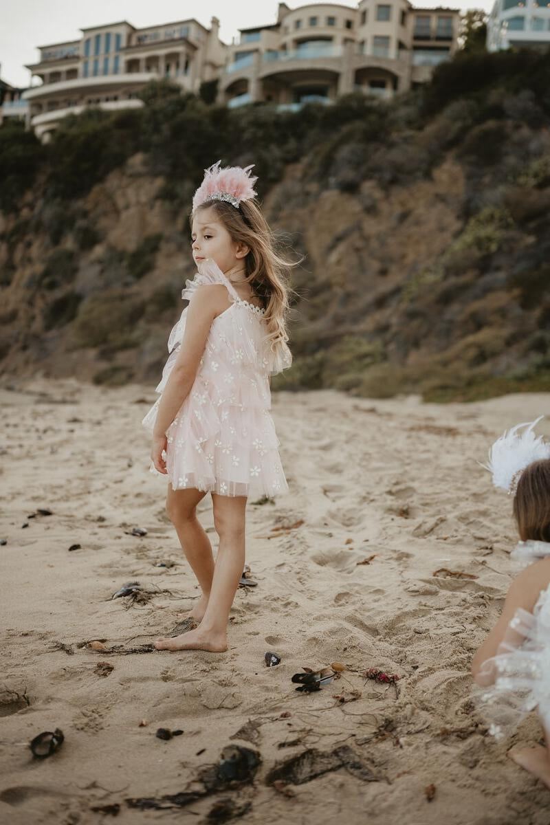 PETITE HAILEY DAISY LAYERED DRESS- PINK