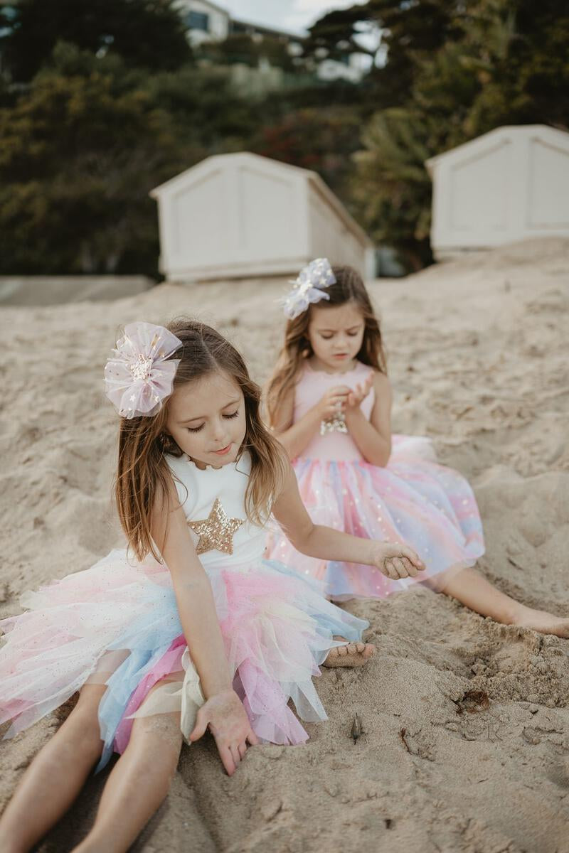 PETITE HAILEY STAR WAVE TUTU DRESS - WHITE/PASTEL