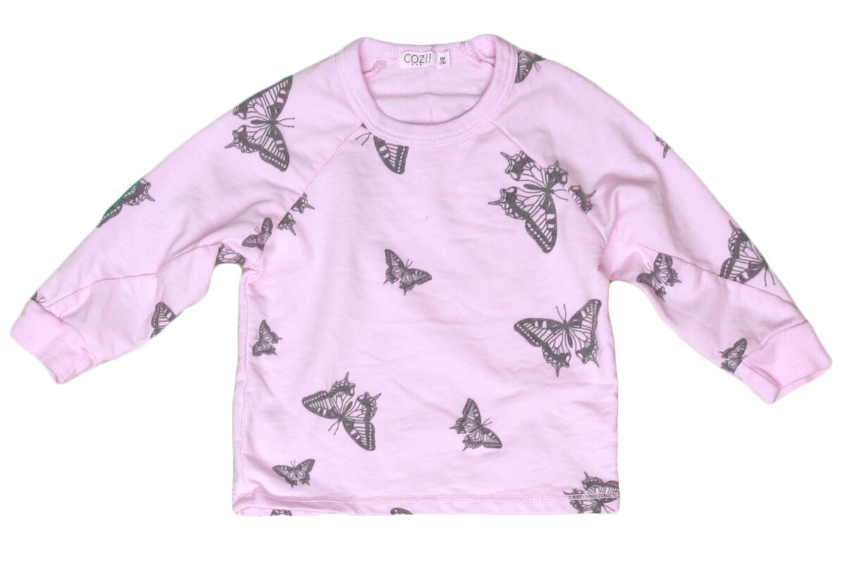 COZII CREW AND JOGGER SET - CANDY PINK BUTTERFLY